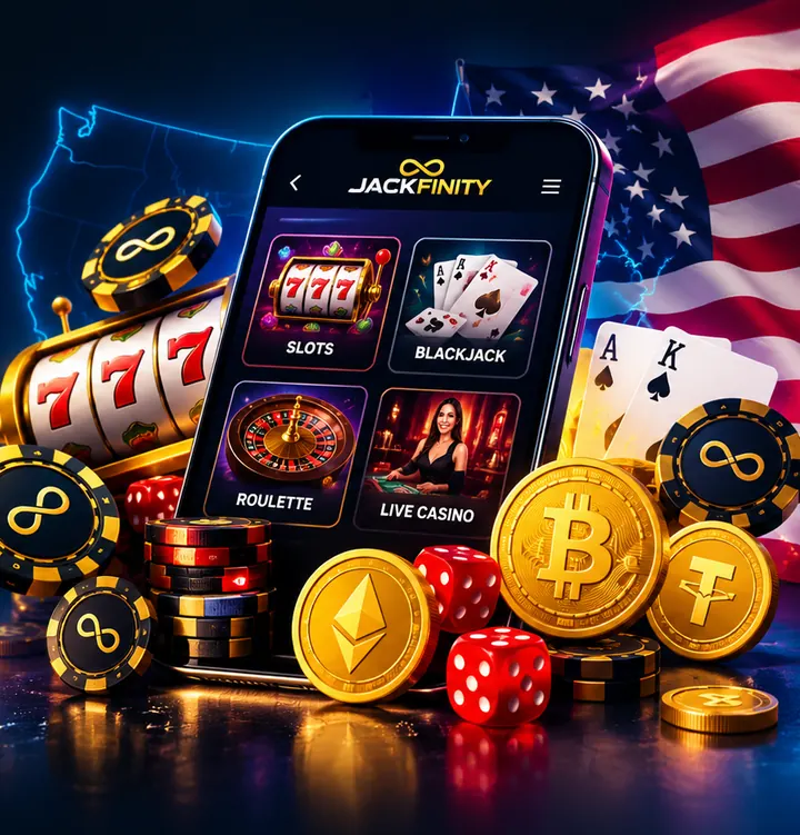 Jackfinity casino games on a phone: slots, blackjack, roulette and live casino